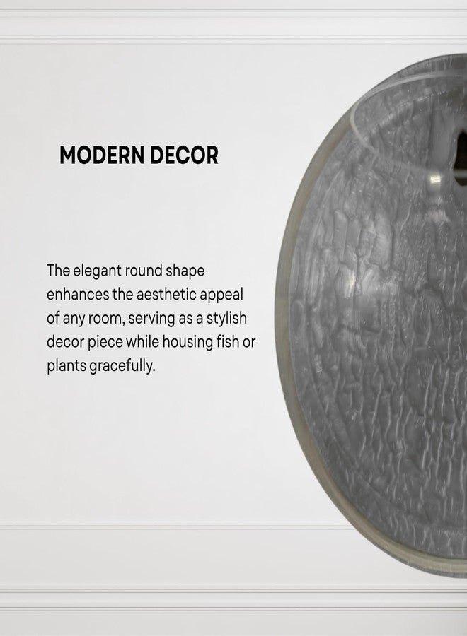 حوض سمك دائري رمادي اللون 6 بوصات يُعلق على الحائط - بدون قاعدة | حوض أسماك عصري للمنزل والمكتب والمقهى | تصميم صغير الحجم وموفر للمساحة | حوض سمك أنيق وحوض نباتات - Image 4